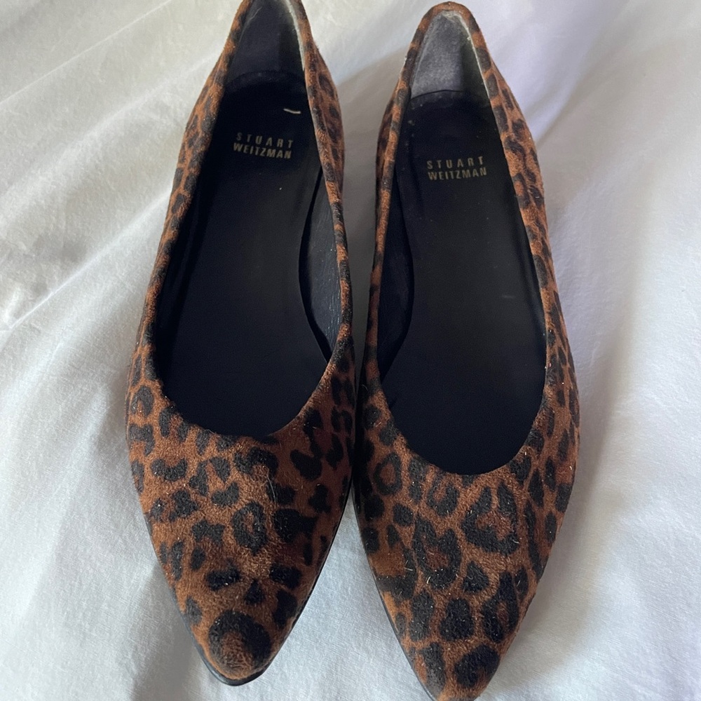 Stuart Weitzman Leopard-Print Pointed Toe Flats - Brown/Black